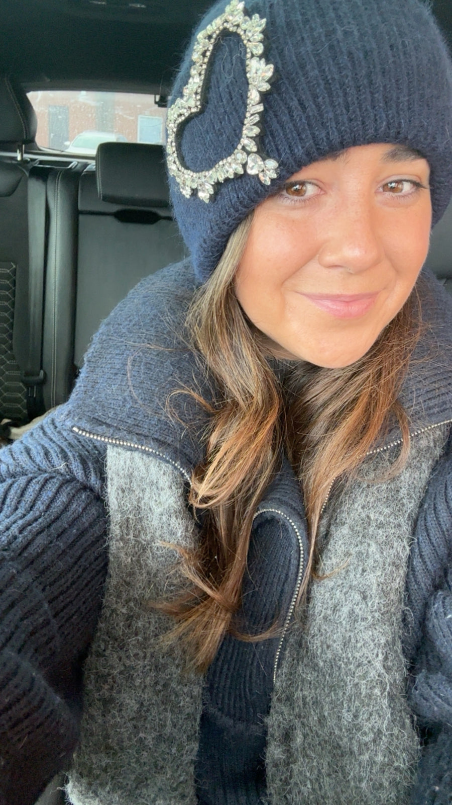 Luxe embellished heart beanie